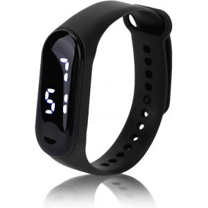 JGD-Montre Num&eacute;rique, Affichage &agrave; Lumi&egrave;re Blanche LED Miroir en Plastique Mouvement &eacute;lectronique Bracelet en Silicone Montre de Sport, Bracelet Intelligent Montre de Sport pour Enfants Femmes Femmes - Neuf