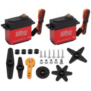 Lot De 2 Servomoteurs Sans Noyau A Haute Torsion, 35 Kg, Engrenages Entierement Metalliques Avec Bras De Direction En Metal Pour Voitures Telecommandees 1/8 Et 1/10-Loire-Lever - Neuf
