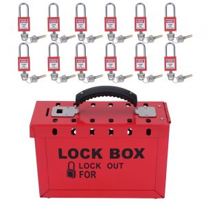 Coffret de consignation avec cadenas, coffret de securite portable avec 12 cadenas de 38 mm et 24 cles - Neuf