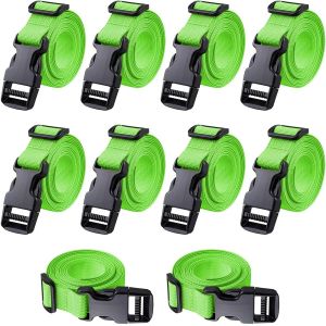 Eryi-Lot De 10 Sangles Utilitaires Réglables De 2,5 Cm De Large Avec Boucle À Dégagement Rapide En Nylon Pour Camping, Bagages, Sac À Dos, Vélo, 200 Cm De Long, Pour Sports De Plein Air, Compression, - Neuf