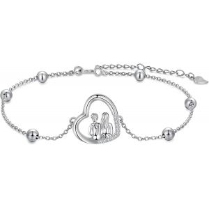 Bracelet Femmes Argent 925, Bracelet Femme Réglable 17+4cm - Fête Des Mères Saint Valentin Cadeau - Avec Boîte Cadeau - Neuf