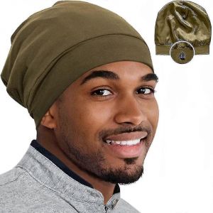 Bonnet En Satin De Soie Pour Hommes - Bonnet De Sommeil Réglable Pour Couvre-Cheveux Et Foulards - Neuf