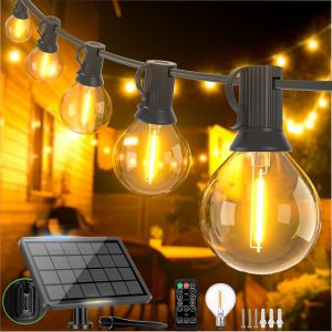 Guirlande Lumineuse Extérieure Solaire, 10m 32ft G40 Led Outdoor Guirlande Lumineuse Solaire 6 Modes Avec Ampoule Résistante Aux Intempéries Ip44 Étanche Guirlande Lumineuse Extérieure Pour Balcon - Neuf