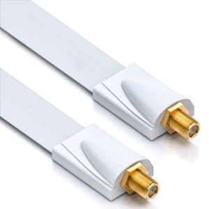 1x Plat Passe-Fen&ecirc;tre SAT C&acirc;ble 17cm Flexible & 26cm Longueur Blind&eacute;-Blanc - Neuf