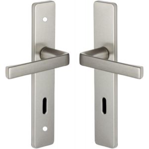 Set De Poign&eacute;e De Porte Sur Plaque Kaza - Version Cl&eacute; L Pour Porte De Chambre Et De Bureau - Entraxe 195 Mm - Mat&eacute;riau Aluminium R&eacute;sistant - Garantie 10 Ans - Finition Anodinox - Neuf
