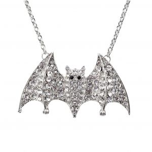 Collier Chauve-Souris Gothique Pour Femme, Tons Blanc Et Noir, Bijoux De Cosplay D'halloween En Strass, Style Plaque Militaire - Neuf
