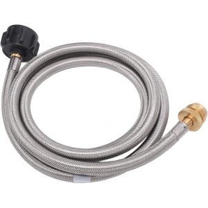 Ulteronixshop-Adaptateur de Tuyau de Gaz de 1,5 M, Rallonge de Tuyau en Acier Inoxydable pour Plaques de Cuisson Buddy Heater Q Grills avec Raccords en Laiton Robustes - Neuf