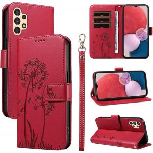 ELVORIX-Coque pour Samsung Galaxy A04s / A13 5G / 4G, Housse en Cuir PU Premium Etui &agrave; Rabat Pochette de Portefeuille avec Porte Carte &Eacute;tui de Protection pour Galaxy A04s / A13 5G, Rouge - Neuf