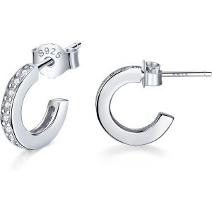 Kal-Boucles D'oreilles Demi Creoles Argent Sterling 925 Pour Femme, Aaa Zircone Creoles, Diam&egrave;tre 11/15/19/23mm - Neuf