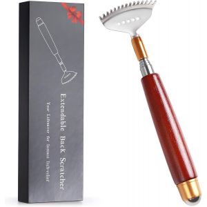 Kal-Gratte Dos - Meilleur Gratte Dos Pour Femme Homme Avec Rouleau De Massage - Extensible Jusqu'&agrave; 51 Cm - Manche En Bois Massif - Bras De T&ecirc;te En Acier Inoxydable De Qualit&eacute; Sup&eacute;rieure - Neuf