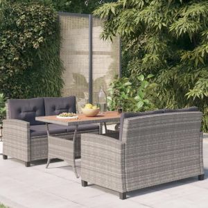 Prolenta Premium - Ensemble &Agrave; Manger De Jardin 3 Pcs R&eacute;sine Tress&eacute;e Bois D'acacia - Neuf
