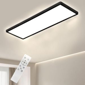 Ulteronixshop-Plafonnier Led Rectangulaire Avec T&eacute;l&eacute;commande, Intensit&eacute; 3000k-6500k, Luminaire Plafonnier Led Ultra Plat 24w Avec R&eacute;tro&eacute;clairage Pour Salon, Chambre, Salle De Bain, 58 * 20 * 2,5cm - - Neuf