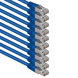 Kal-1 M Bleu - Lot De 10 Câbles Réseau Cat.6 Patch Cable Cat6 S-Ftp Gigabit Lan Pimf Cat 6 Cuivre Cu Sans Halogène Internet Dsl Console De Jeu Smart Tv - Neuf
