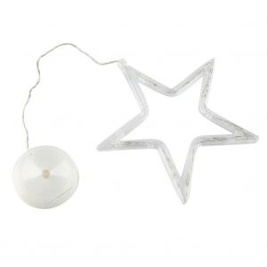 Hjlian Guirlande Lumineuse Suspendue A 8 Led En Fil De Cuivre, Alimentee Par Piles, Motif Etoiles (Blanc Chaud) - Neuf