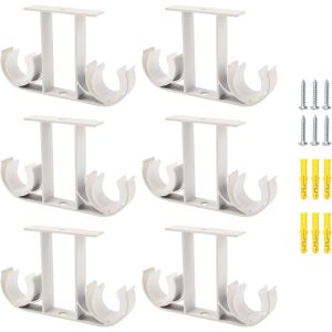 Lot de 6 supports de tringle à rideaux en alliage d'aluminium pour tringle à rideaux de 23 à 26 mm (blanc) - Neuf