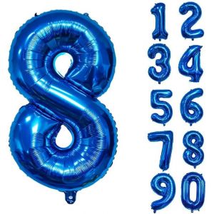 SJZG-Ballon G&eacute;ant En Aluminium En Forme De Chiffre Pour D&eacute;coration De F&ecirc;te D'Anniversaire, Nouvel An, F&ecirc;te Pr&eacute;natale, Anniversaire De Mariage - 81,3 Cm - Bleu - Neuf