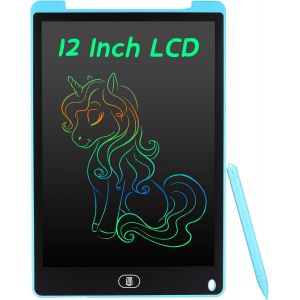 Tablette d'&eacute;criture LCD Color&eacute; Tablette Graphique de Dessin 12 Pouces pour Enfants, Tableau Dessin Portable Effa&ccedil;able, Planche &agrave; Dessin num&eacute;rique Jouet Educatif pour Gar&ccedil;on Fille, Bleu Clair - Neuf