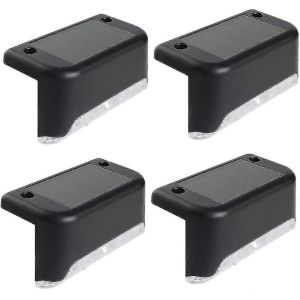 4 Pack Solar Deck Lights Led Solar Step Lights Waterproof Barrier Lights For Outdoor Steps Fenceblackcold Light-Sfygv - Neuf