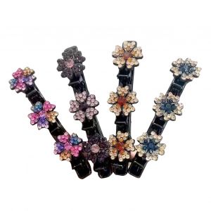 Pinces À Cheveux Pour Filles, 3/4 Pièces, Strass Scintillants, Décor Floral, Épingles À Cheveux, Double Couche, Frange, Accessoires Pour Cheveux-K - Neuf