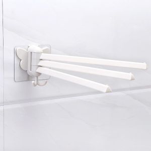 Eryi-Porte-Serviettes Rotatif À 180 °, Porte-Serviettes Avec Crochets, Montage Mural, 3 Bras, Crochet De Tour Autocollant Pour Salle De Bain, Cuisine - Neuf