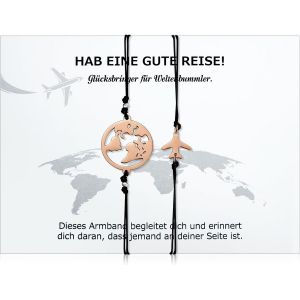 Eryi-2 Pcs Bracelets De Globe Du Monde Bracelet De Voyage Porte-Bonheur Avec Pendentif De Terre Et Avion Bracelet En Cordon Fait Main Avec Carte Cadeau Pour Femme Voyageur Amis Famille - Neuf