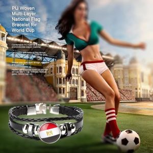 Bracelet Tresse Multicouche En Pu Avec Drapeau National Pour La Coupe Du Monde (Egypte) - Neuf