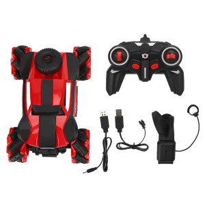Voiture telecommandee 2,4 GHz pour enfants, jouet avec rotation a 360 degres et effet lumineux, double telecommande rouge - Neuf