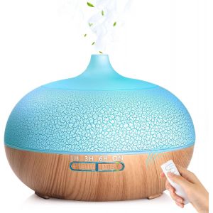 Diffuseur D'huiles Essentielles 550 Ml, Humidificateur &Agrave; Ultrasons 7 Couleurs Led Purificateur D'air Silencieux Diffuseur D'ar&ocirc;me N&eacute;buliseur Pour Huiles Parfum&eacute;es Pour La Maison Bois Clair - Neuf