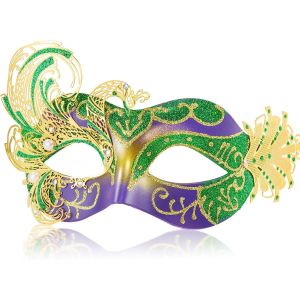 Masque V&eacute;nitien En M&eacute;tal Pour Femme Motif Paon Pour Mardi Gras,F&ecirc;te Costum&eacute;e,Carnaval.[J427] - Neuf