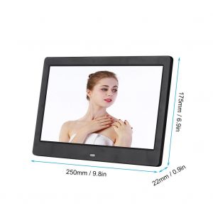 Cadre photo numerique HD 10"" 1024 x 600, reveil, lecteur de musique et de films (noir, prise AU) - Neuf