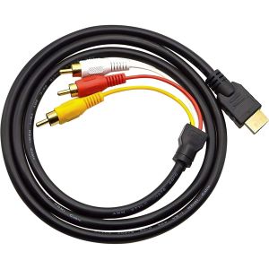 ERYI-Câble Hdmi Vers Rca Avec 1080P Et Audio, Câble De Connexion Hdmi 3Rca Avec Connecteurs Plaqués Or, Compatible Avec Fhd, Hdmi Mâle Vers 3 Rca Femelle, Adaptateur Va Composite - Neuf