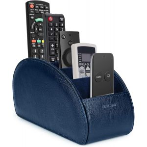 Support de télécommande avec 5 compartiments,boîte de rangement en cuir PU pour télécommande TV, contrôleurs de chauffage,lecteur multimédia, fournitures de bureau (Marine Bleu) - Neuf