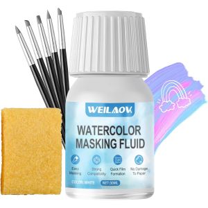 Jexnovashop-Drawing Gum, Fluide De Masquage Aquarelle, Gomme De Masquage Aquarelle, Liquide De Masquage Aquarelles, Gomme De Masquage Aquarelle Pour Couvrir Et Précis Les Contours, Blanc - 30ml - Neuf