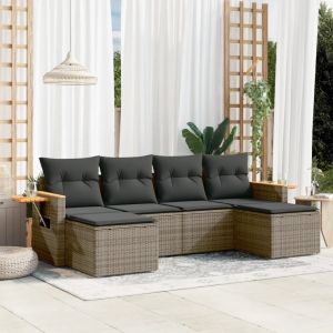 Prolenta Premium - Salon De Jardin 6 Pcs Avec Coussins Gris R&eacute;sine Tress&eacute;e - Neuf