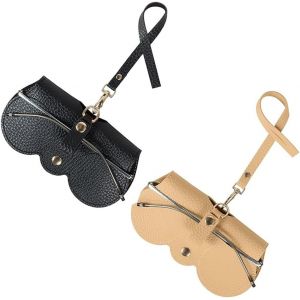 Kathlelxh-Eih Sac À Lunettes De Soleil En Cuir Souple,Etui Lunettes,2 Pièces Étui À Lunettes En Cuir Souple Portable,Etui Lunettes Souple,Pochette Pour Lunettes De Soleil,Étuis À Lunettes Fe[H976] - Neuf