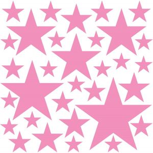 ERYI-Set De 32 Stickers Muraux Enfants Étoiles - Autocollants Décoration Murale Chambre Bébé - Facile À Poser Rose - Neuf