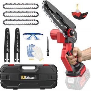 CHECARZHN--NO1-Tronçonneuse Sans Fil Compatible Avec Makita 18V Batteries, Gisam 6 Pouces Mini Tronçonneuse Avec Lubrificateur Automatique, Tronconneuse Coupe Branche Electrique Pour Jardinage (0-San - Neuf