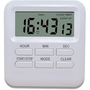 Minuteur De Cuisine Numérique Avec Fonction Horloge/Réveil, Minuterie De Cuisine Numérique À Dos Magnétique, Chronomètre De Cuisine, Compte À Rebours Pour La Gestion De La Cuisine (Blanc) - Neuf