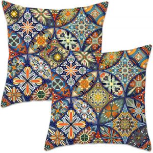 Kalanka-Lot De 2 Housses De Coussin Décoratives À Motif Floral De Style Bohème Pour Canapé, Voiture, Canapé, Voiture, 45 X 45 Cm, 504-0064 - Neuf