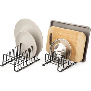 Eryi-¿ Lot De 2 ¿ Égouttoir/Range-Assiettes ¿ Organisateur De Placard De Cuisine ¿ Noir ¿ Petit - Neuf