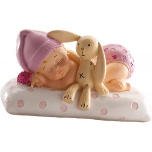 Sansh-Dekora - Détails De Baptême | Figure De Décoration De Baptême Fille - Bébé Avec Peluche - Neuf
