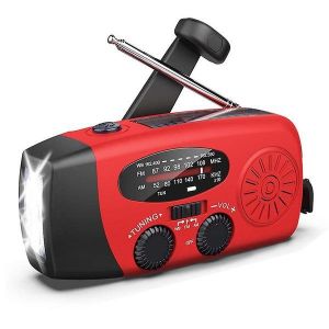 Radio d'urgence solaire portable &agrave; manivelle avec lampe de poche et chargeur de t&eacute;l&eacute;phone - Alerte m&eacute;t&eacute;o AM/FM/NOAA, r&eacute;sistante &agrave; l'eau, design compact - Neuf