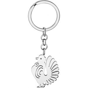Kal-Acier Inoxydable Porte-Cl&eacute;s Poule Mignon Coq Poulet Porte-Cl&eacute;s Sac De Voiture Cadeaux Charms Bijoux Pour Femmes Et Filles - Neuf
