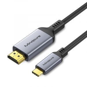 C&acirc;ble USB Type-C vers HDMI 4K/60Hz - Transfert d'&eacute;cran haute r&eacute;solution pour t&eacute;l&eacute;phones, tablettes et ordinateurs portables 1,2 m - Neuf