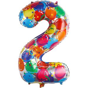 40 Pouces Foil Ballon Chiffre 2 Multicolore (101cm),Gonflable Hélium ou Air,Géant Numéro 0-9,10-29,30-100,Grand Ballons pour Mariage,Décoration de Fête d'anniversaire - Neuf