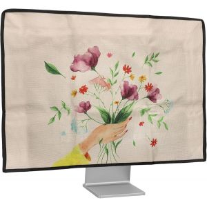 Housse &Eacute;cran Ordinateur Compatible Avec 24-26" Moniteur Housse &Eacute;cran Ordinateur - Protection D'&Eacute;cran Pc Moniteur En Lin - Rose Ancien-Violet-Jaune[COM915255] - Neuf