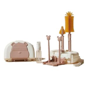 Kit De Nettoyage Pour Biberons Avec &Eacute;gouttoir,Brosses En Silicone Et Paille - Neuf