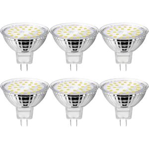 Ampoule Gu5.3 Led,Mr16 Led 12v Ac/Dc Blanc Froid 6000k,5w Equivalent À 50w Lampe Halogène,120° Angle Faisceaux,Ø50mm Non Dimmable,Lot De 6 - Neuf