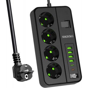 ChenQuanSarl-Multipr 4 Pr s Multiple (13A/3000W) Avec Interrupteur Individuelles, 4 Usb-A 2 Usb-C Ports De Charge (3.1A/5V),3M Adaptateur Secteur Les Câbles, Applicable À Bureaux Et Voyage En Maison - Neuf
