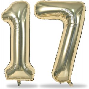 Ballons Dor&eacute;s En Forme De Chiffre 17 Pour Gar&ccedil;ons Filles Et Femmes - 101,6 Cm - Grand Format - Ballons Dor&eacute;s En Forme De Chiffres 17 Et 7 Pour D&eacute;coration De F&ecirc;te - Neuf